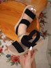 Women's Classic Black Sandals, Suitable For Beach Vacation, Beach Party, Wedding, Music Festival. Textured Round Toe Flat Sandals. Sexy And Confident Casual Peep Toe Wedge Sandals In Khaki, Suitable For Work, School, Leisure